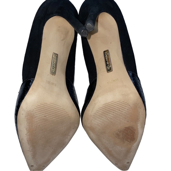 Louise et Cie black leather croc effect heels pointed toe suede size 5.5 - Picture 6 of 14